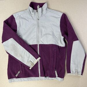 The North Face Denali Fleece Jacket Girls Medium Purple Gray Polartec Full Zip